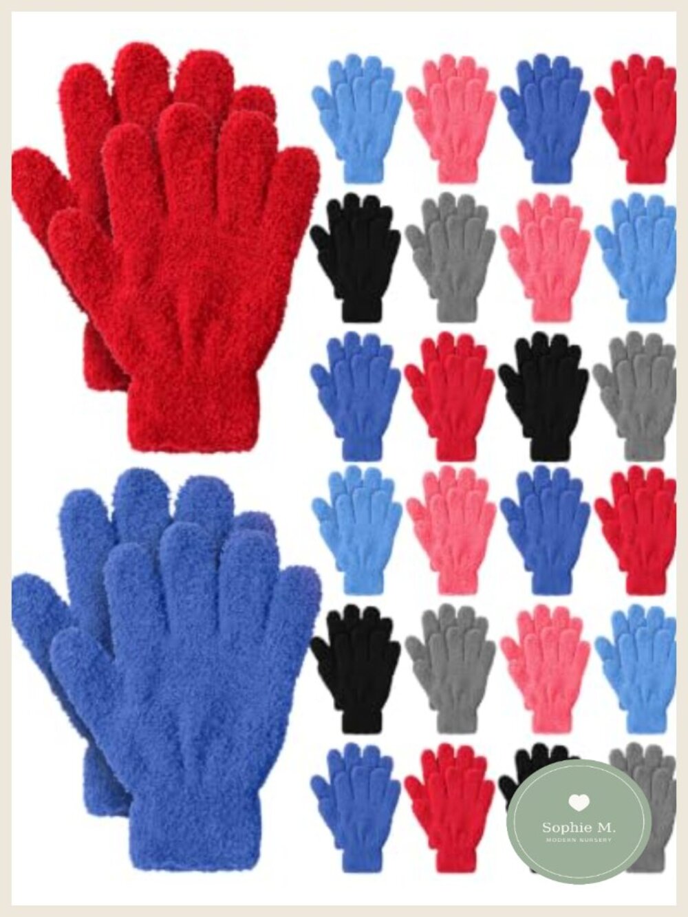 Toddler Winter Knitted Gloves Coral Fleece Full-Finger 24 Pairs